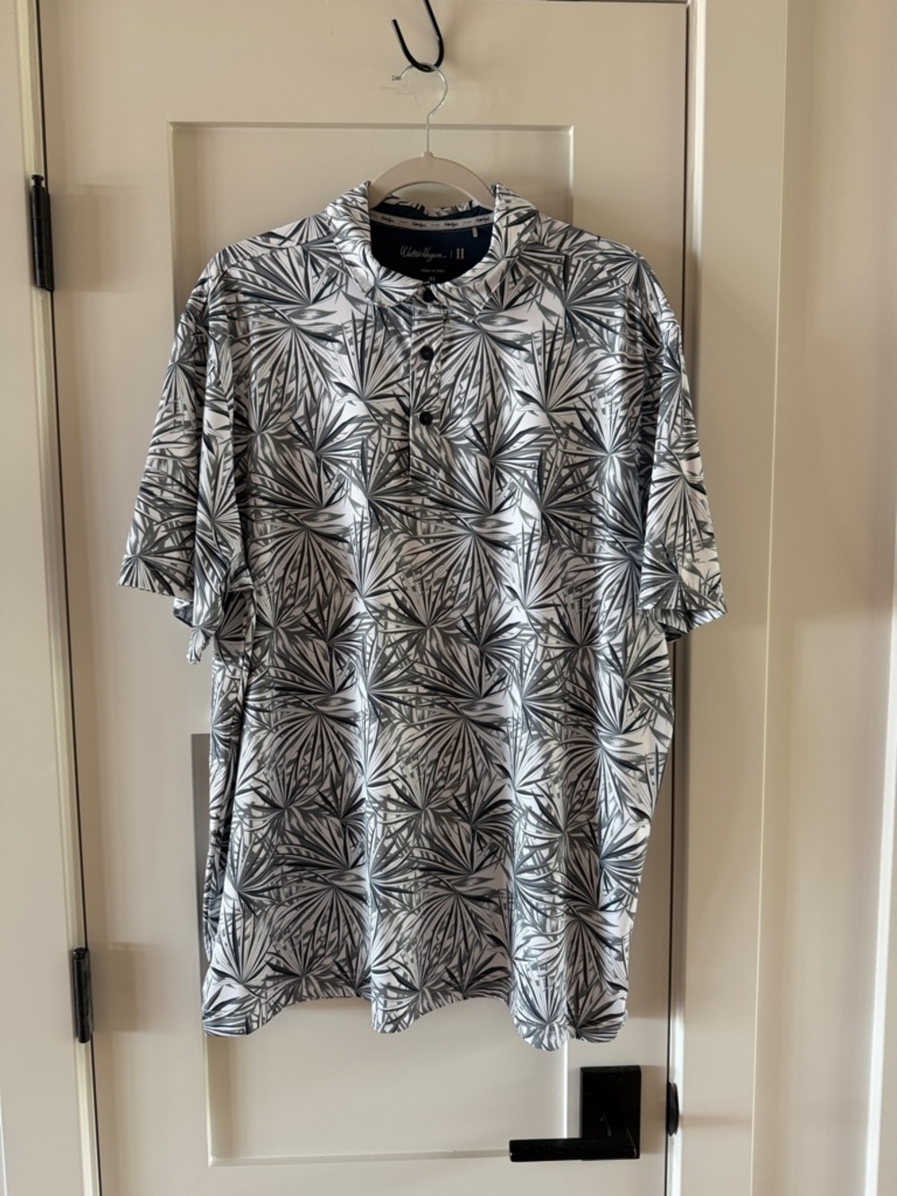 Walter Hagen Olive Green, brown and White Palm-Print Polo